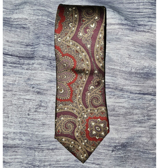 Metropolitan Museum of Art Mens Brown‎ Paisley All Silk Neck Tie - Picture 8 of 8